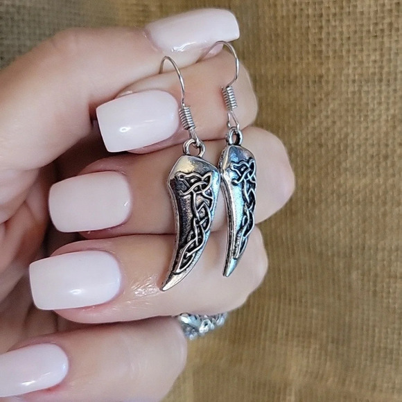 CELTIC WOLF TOOTH EARRINGS - Picture 2 of 4